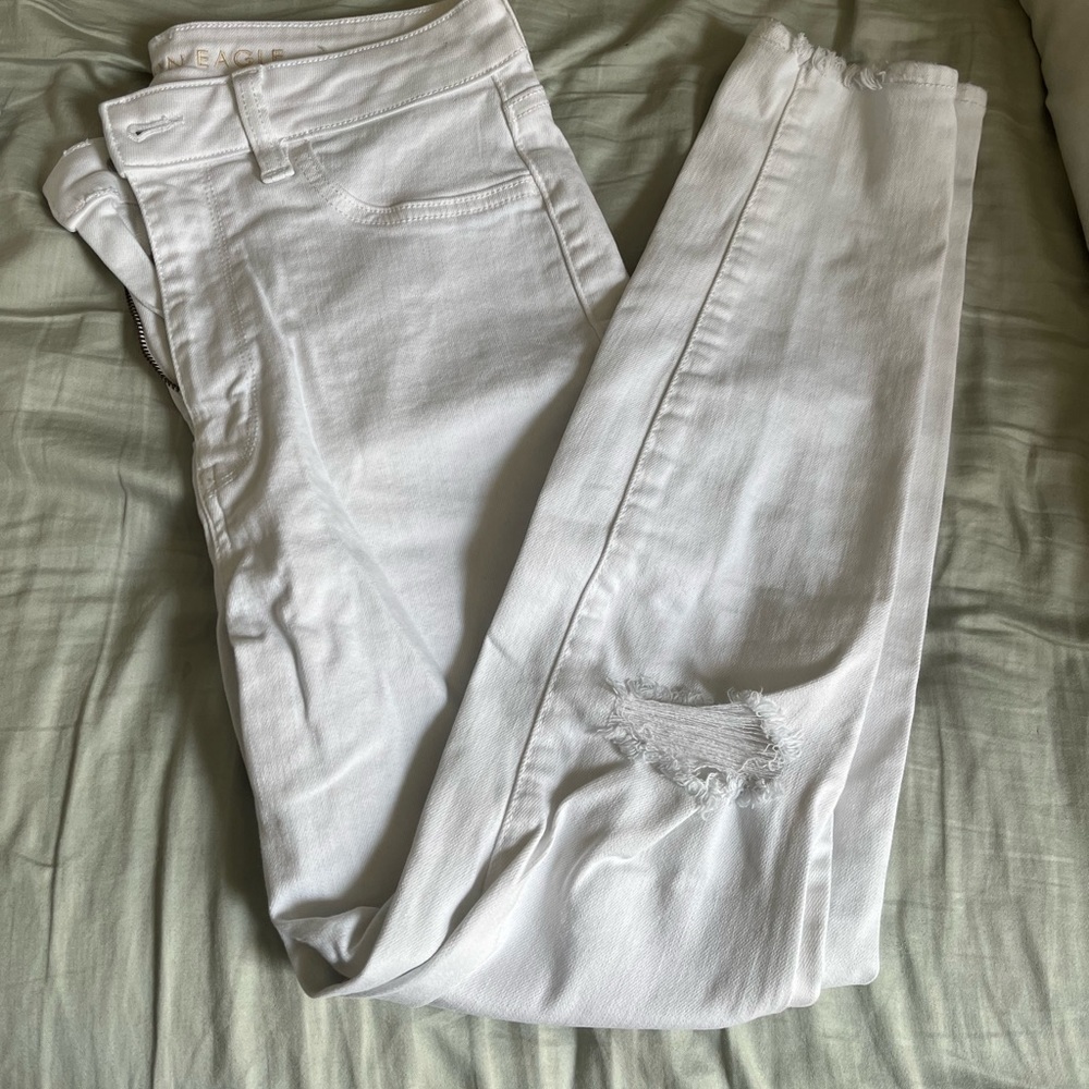 American Eagle Super Stretch Jeans, Size 8 Short, White